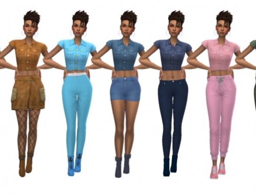 EP08 CROPPED DENIM SHIRT at Sims4Sue