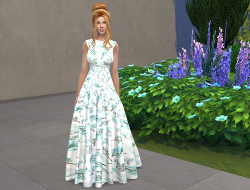 Eucalyptus Feathers Sleeveless Ball Gown (MESH NEEDED)