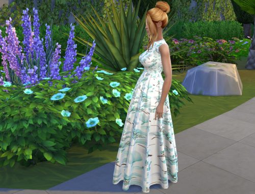 Eucalyptus Feathers Sleeveless Ball Gown (MESH NEEDED)