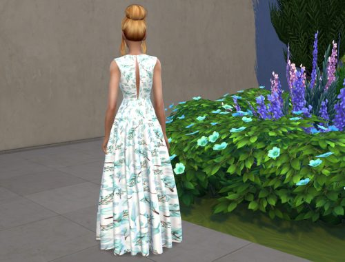 Eucalyptus Feathers Sleeveless Ball Gown (MESH NEEDED)