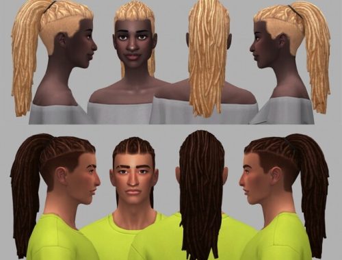 Ezriah dreads and undercuts hairs at Saurus Sims