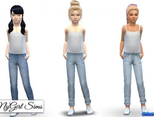 Cuffed Jeans for kids at NyGirl Sims