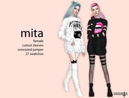 MITA Cutout Sleeves Oversized Top by Helsoseira