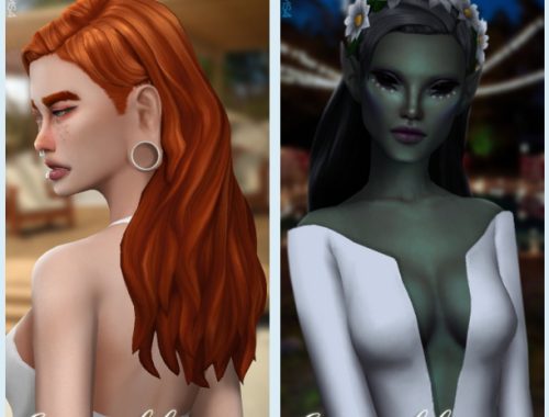 EMERALD HAIR + FLOWER CROWN (P) at Candy Sims 4