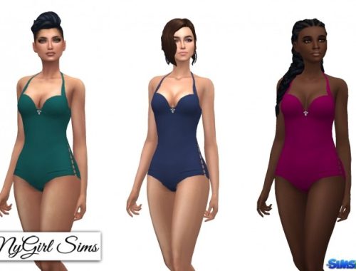 Side Tie Swimsuit with Jewel at NyGirl Sims