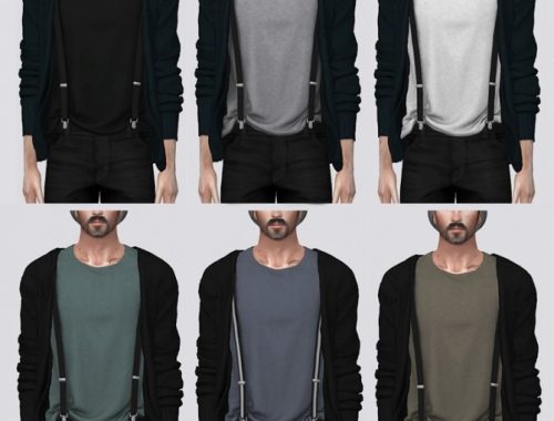 T-shirt with Suspenders + Cardigan at Darte77