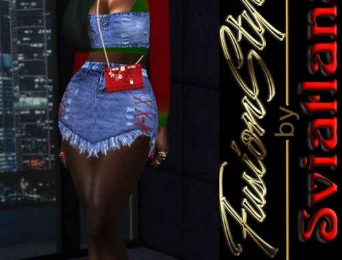 Denim skirt & top at FusionStyle by Sviatlana