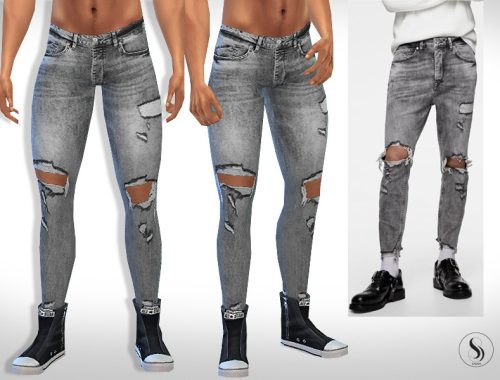 Faded Skinny Grey Jeans for Men