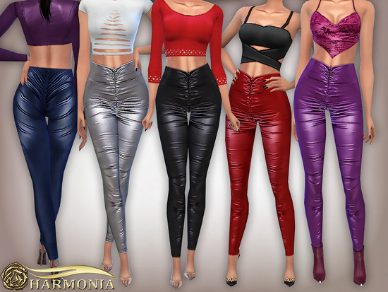 Faux-Leather Coated Ruched Side Legging - The Sims 4 Catalog