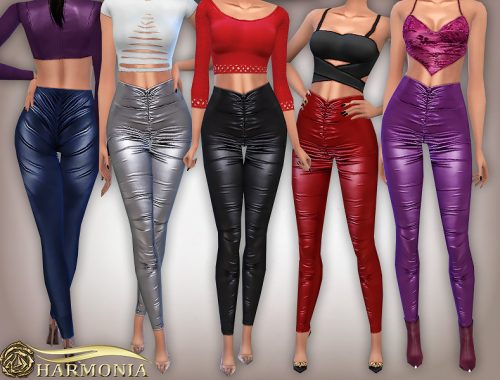 Faux-Leather Coated Ruched Side Legging
