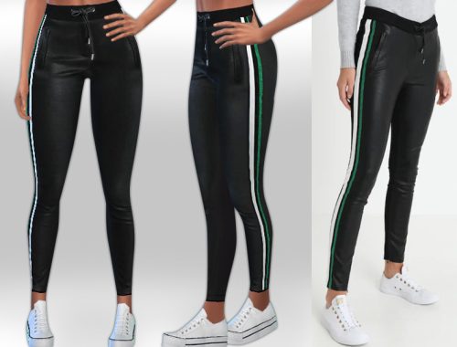 Sosa Side Stripe Leather Leggings