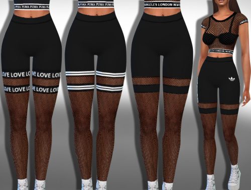 Female Athletic Fishnet Leggings Mix