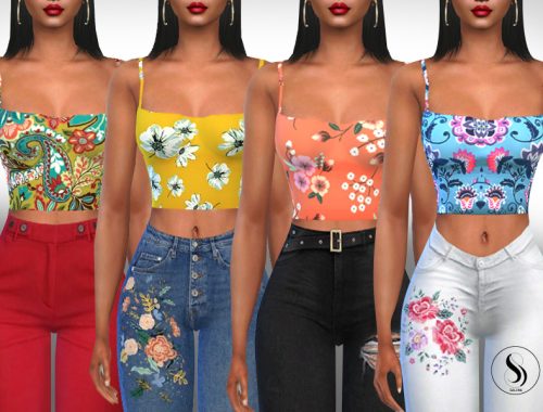 Female Casual Floral Tank Tops