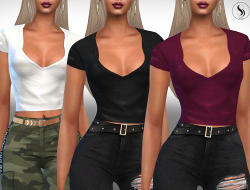 Female Deep Front V Neck Tops