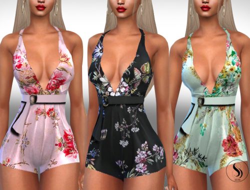Female Floral Summer Shorts Jumpsuits