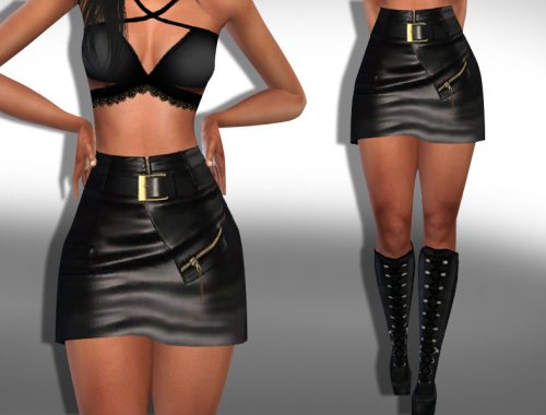 Female High Waist Leather Skirt