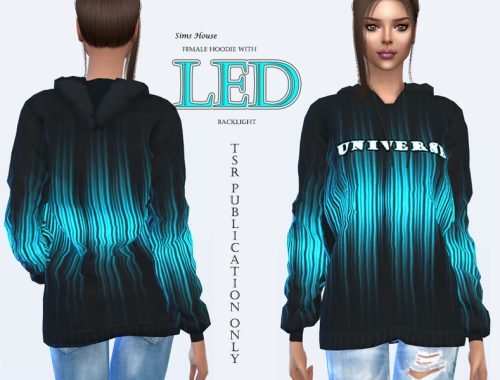 Female Hoodie with LED Blue Rain Lighting