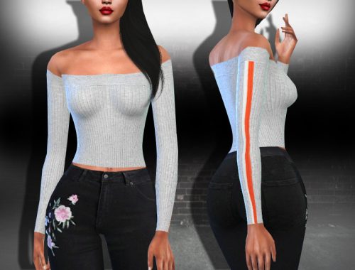 Female Long Sleeve Strip Arm Tops