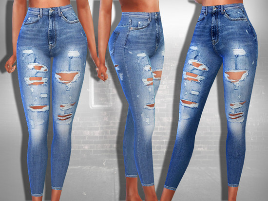 Female Ripped Skinny Fit Jeans - The Sims 4 Catalog