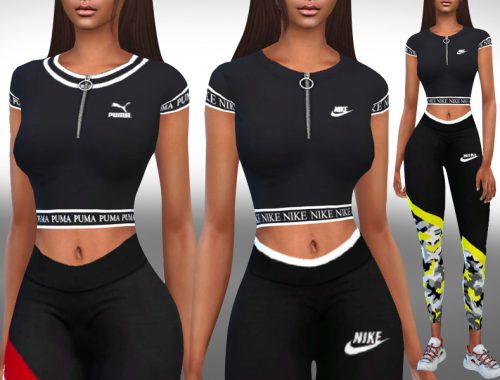 Female Short Sleeve Athletic Black Tops