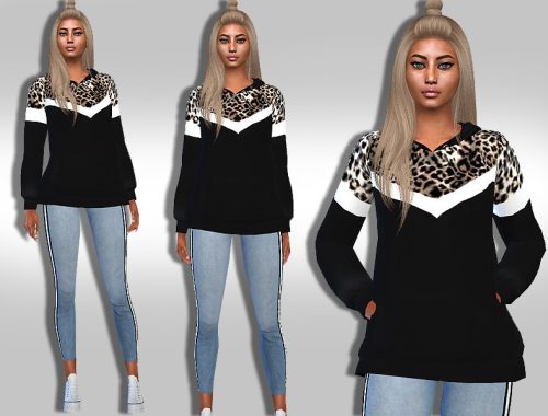 Female Trendy Hoodie Leopard Sweats