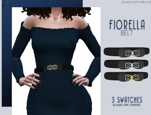Fiorella dress and belt at BlueRose-Sims