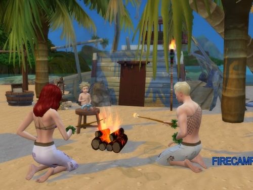 Flaming Log Firecamp & Flaming Log Candel by Serinion at Mod The Sims