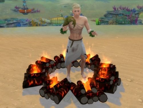 Flaming Log Firecamp & Flaming Log Candel by Serinion at Mod The Sims