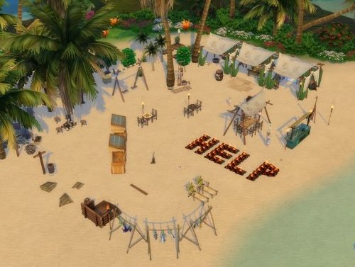 Flaming Log Firecamp & Flaming Log Candel by Serinion at Mod The Sims