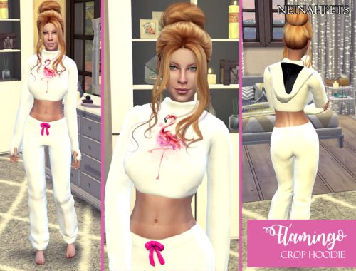 Flamingo Crop Hoodie (Mesh Required)