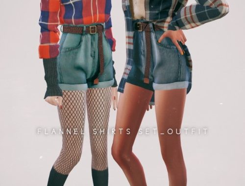 Flannel Shirts & Belt Denim Shorts at NEWEN