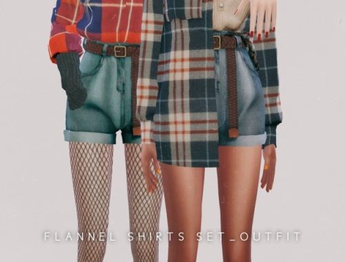 Flannel Shirts & Belt Denim Shorts at NEWEN