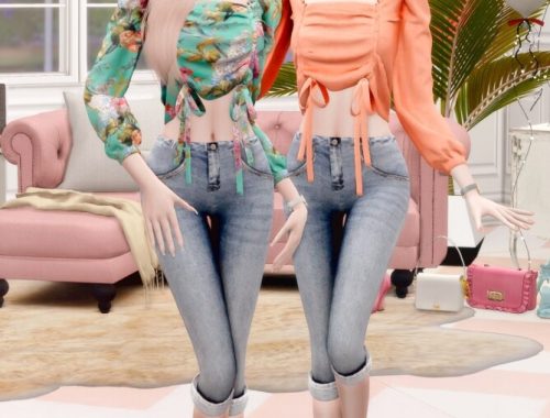 Floral Blouse & Denim Capri Pants at RIMINGs