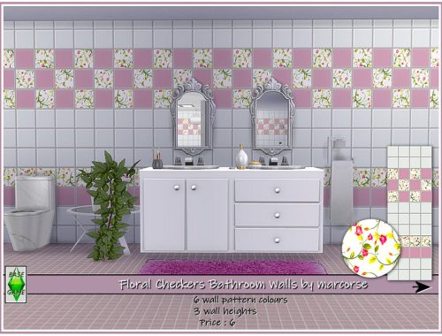Floral Checkers Bathroom Walls by marcorse
