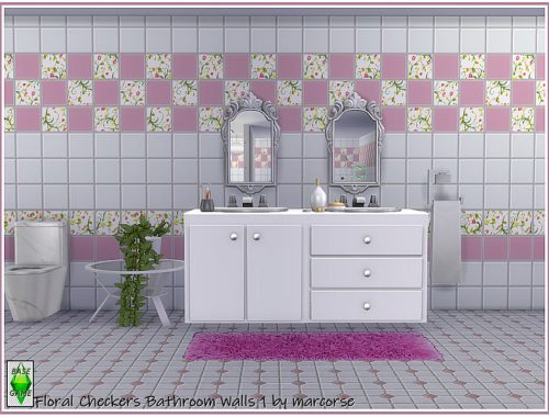 Floral Checkers Bathroom Walls by marcorse