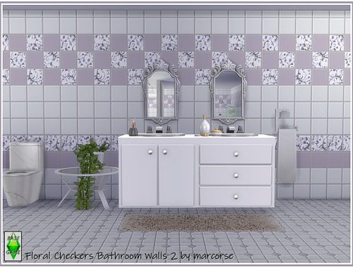 Floral Checkers Bathroom Walls by marcorse