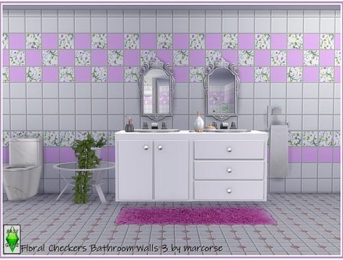 Floral Checkers Bathroom Walls by marcorse