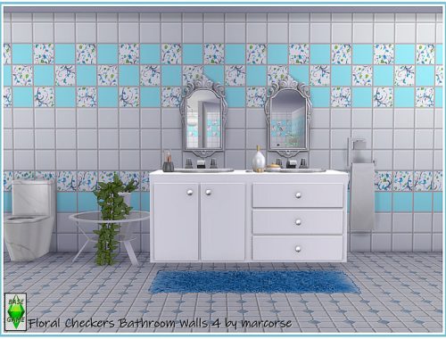 Floral Checkers Bathroom Walls by marcorse