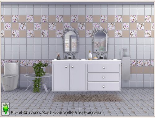 Floral Checkers Bathroom Walls by marcorse