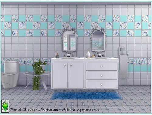 Floral Checkers Bathroom Walls by marcorse