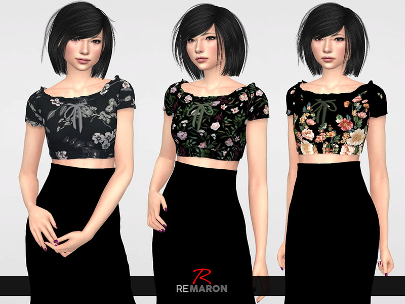 Flower Blouse for Women 01 - The Sims 4 Catalog