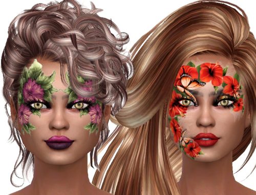 Flower face paint for lady's