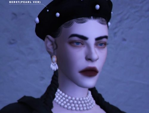 FM PEARL SET 02 BERET & EARRINGS at Bedisfull – iridescent
