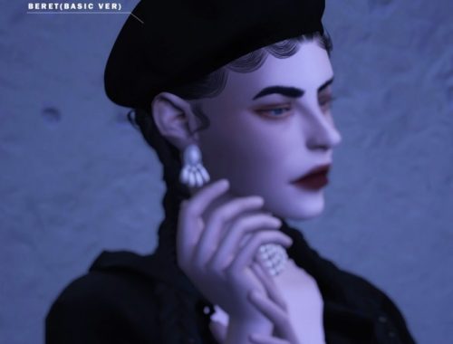 FM PEARL SET 02 BERET & EARRINGS at Bedisfull – iridescent