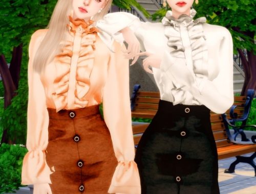 Frill Blouse & A Line Skirt at RIMINGs