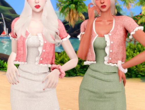 Frill Cardiagan & Sleeveless Dress & Hair Scruncy at RIMINGs