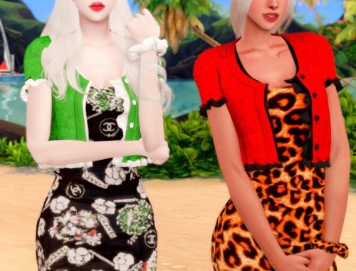Frill Cardiagan & Sleeveless Dress & Hair Scruncy at RIMINGs