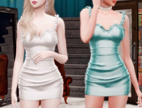 Frill Silk Sleeveless Dress at RIMINGs