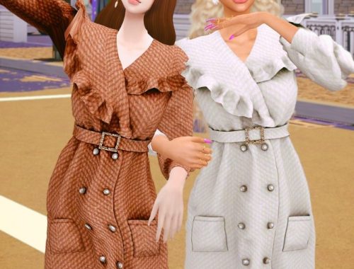 Frill tweed coat dress at RIMINGs