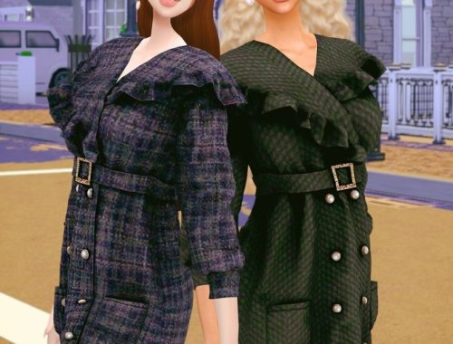 Frill tweed coat dress at RIMINGs